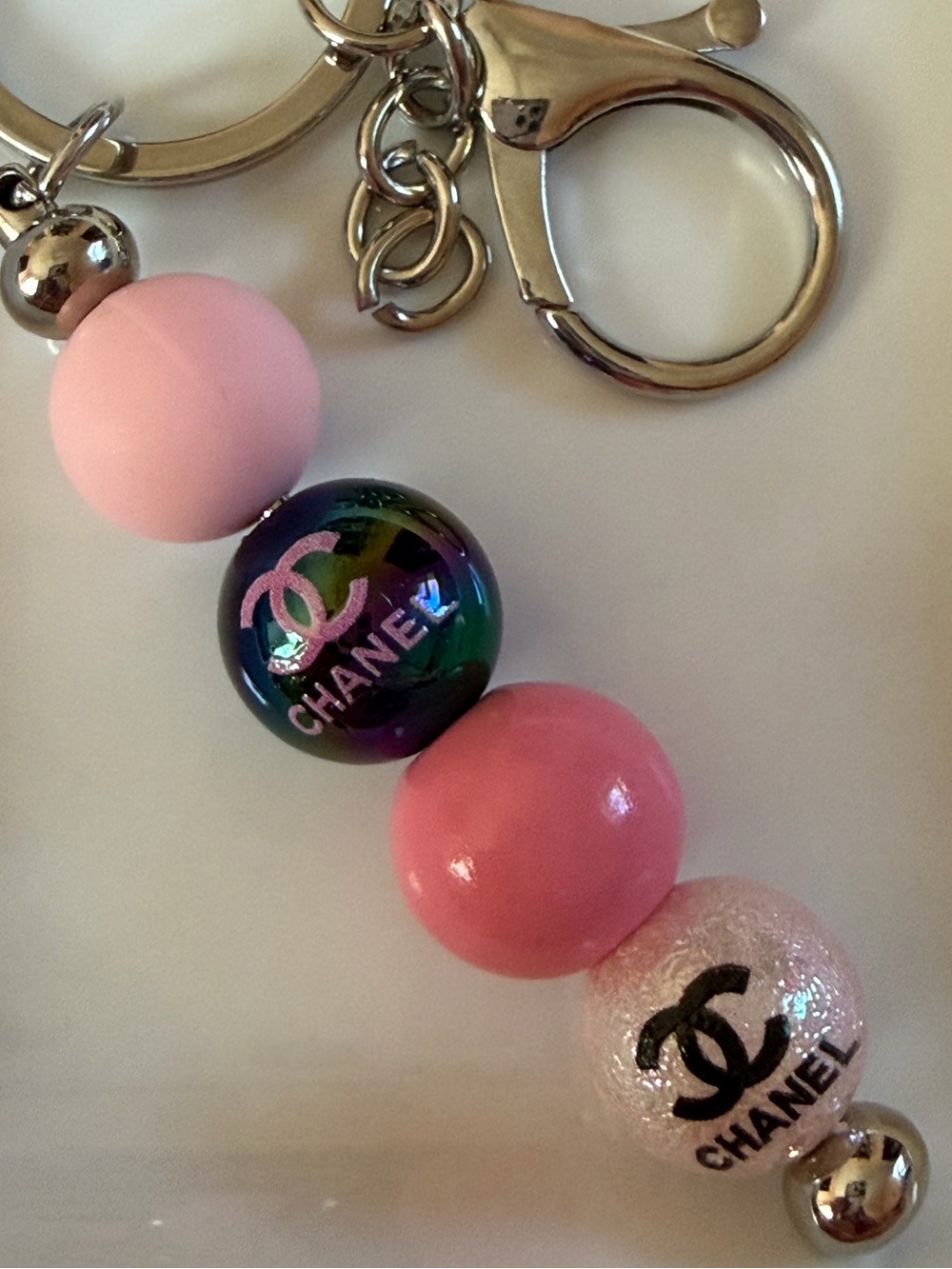 Keychain/ Bag Charm with Chanel beads